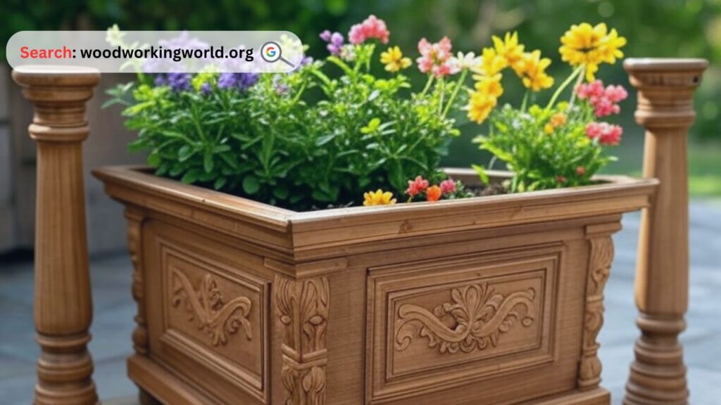 Add charm with a beautiful square wooden planter box