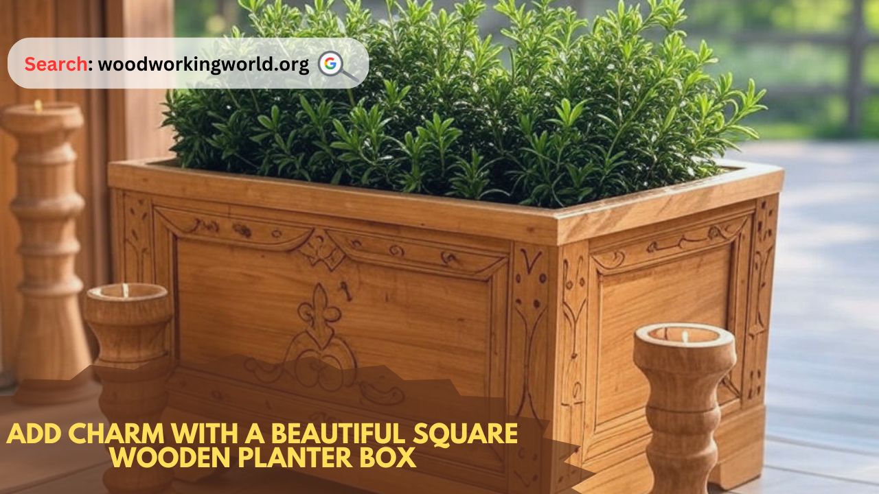 Add charm with a beautiful square wooden planter box
