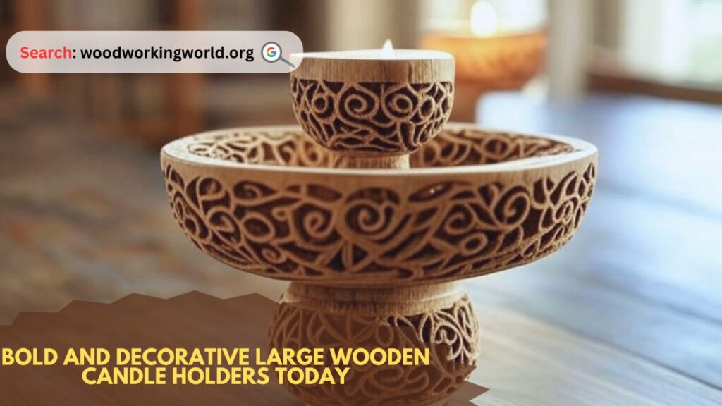 Bold and decorative large wooden candle holders today