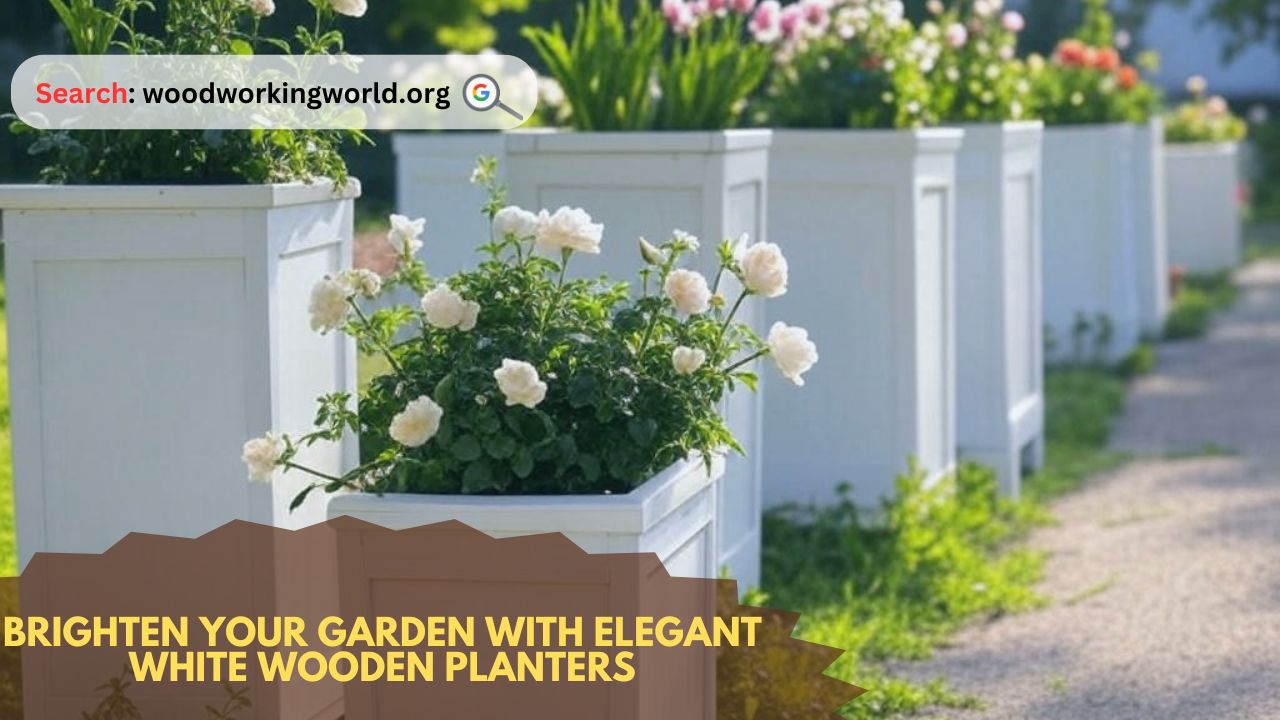 Brighten your garden with elegant white wooden planters