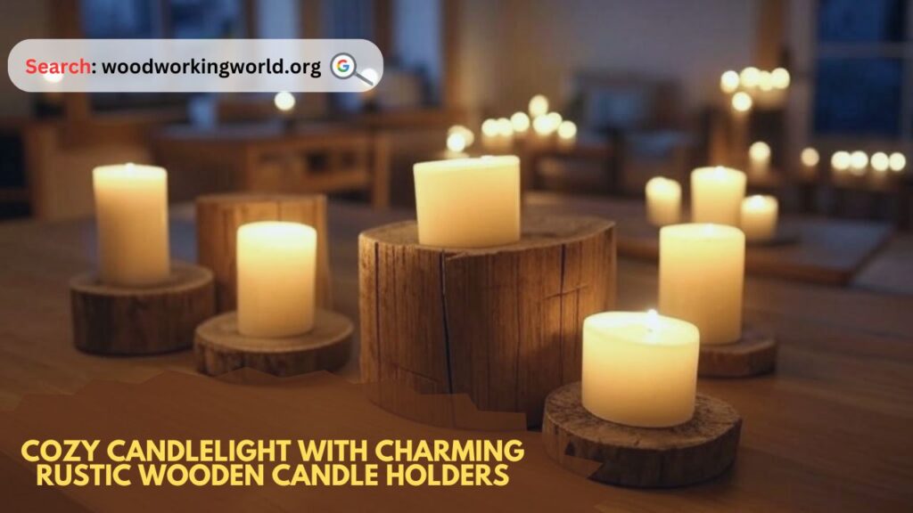 Cozy candlelight with charming rustic wooden candle holders