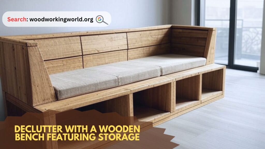Declutter with a wooden bench featuring storage