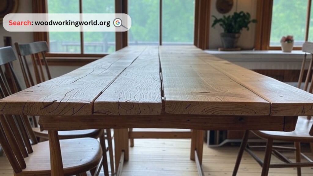 Eco-friendly reclaimed wood dining table with rustic charm