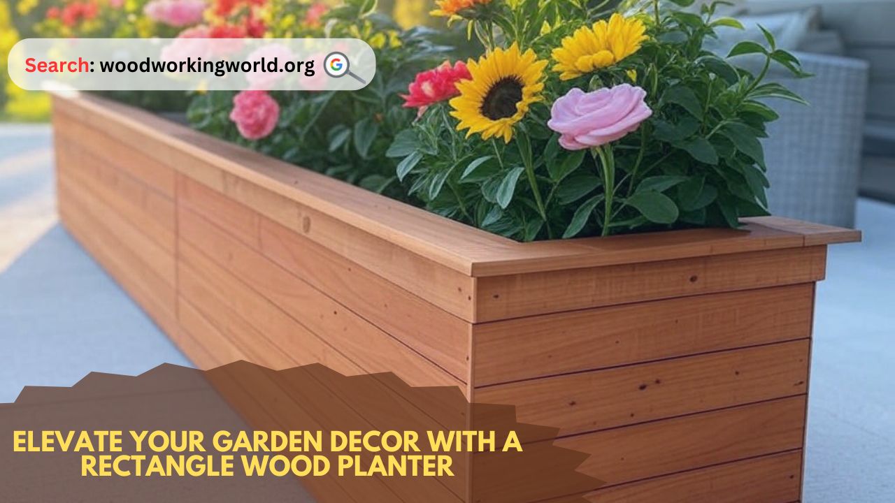 Elevate your garden decor with a rectangle wood planter