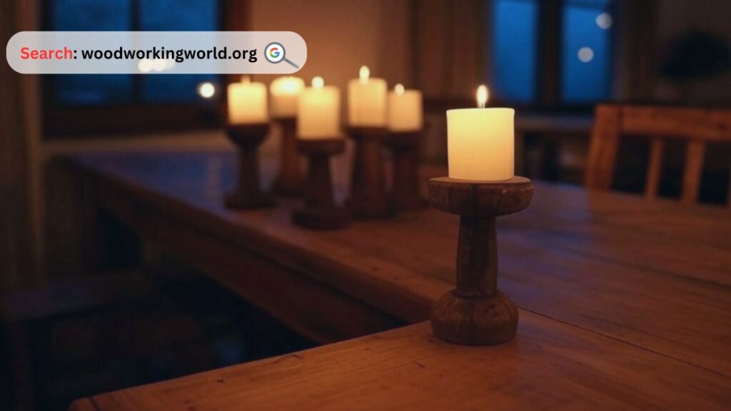 Enhance ambiance with wooden candle holders for pillar candles