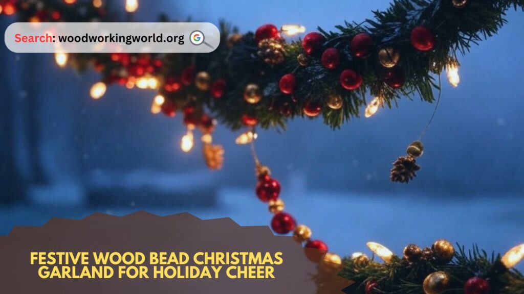 Festive wood bead Christmas garland for holiday cheer