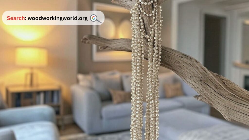 Get cozy vibes with a chic beaded garland wood