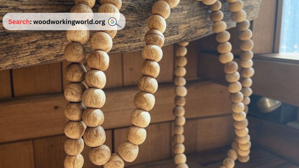 Handcrafted wooden bead garland for a timeless touch