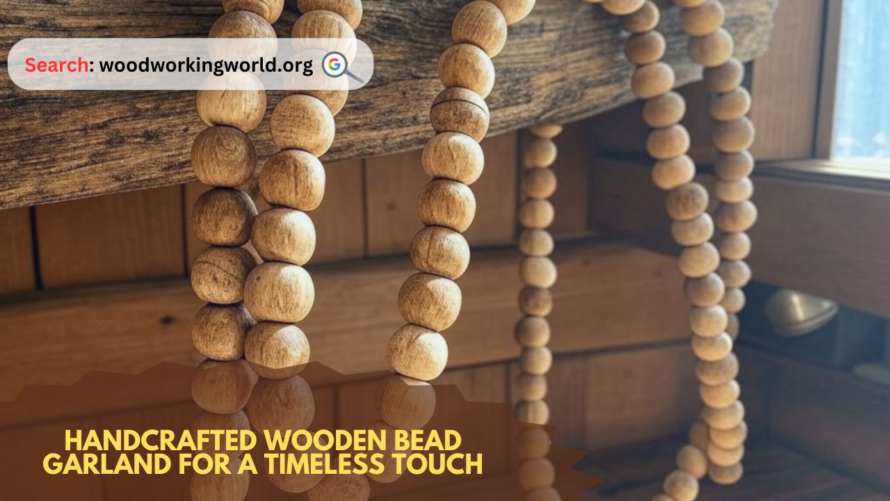 Handcrafted wooden bead garland for a timeless touch