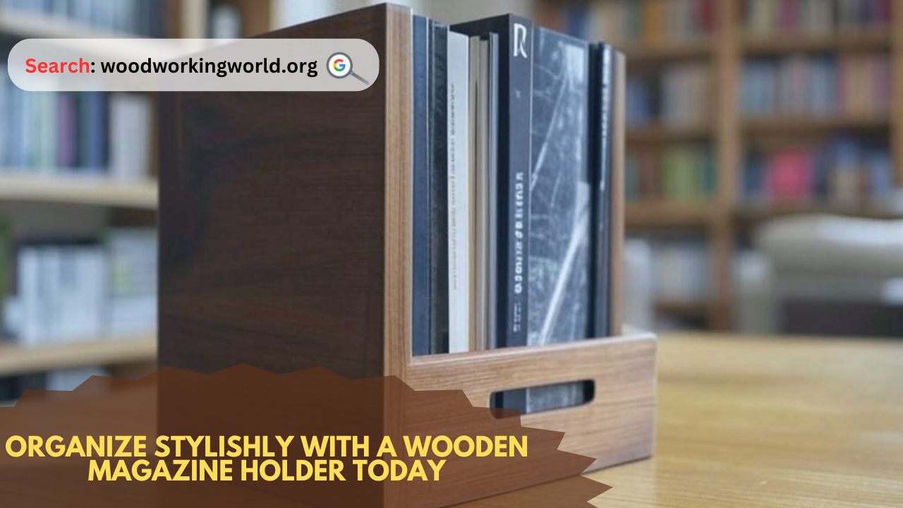 Organize stylishly with a wooden magazine holder today