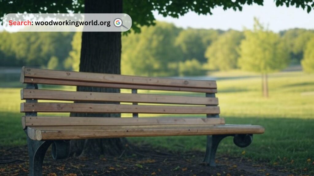 Relax outside with a durable wooden bench
