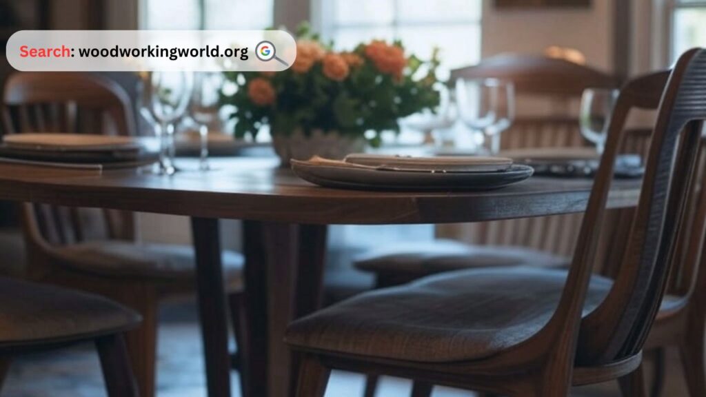 Sleek oval wood dining table for stylish family dinners