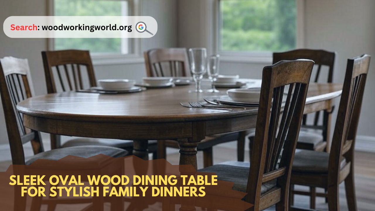 Sleek oval wood dining table for stylish family dinners