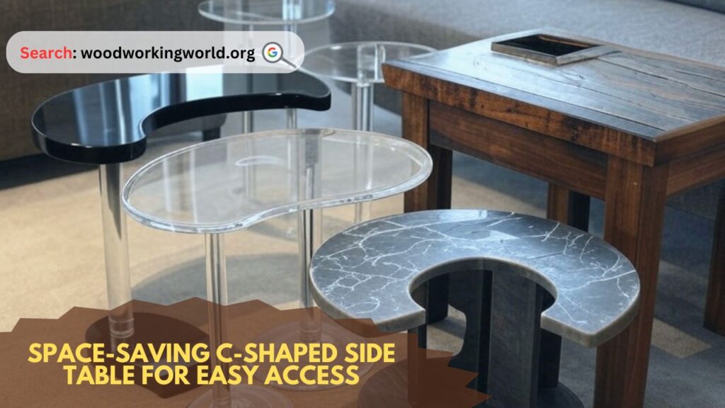 Space-saving C-shaped side table for easy access