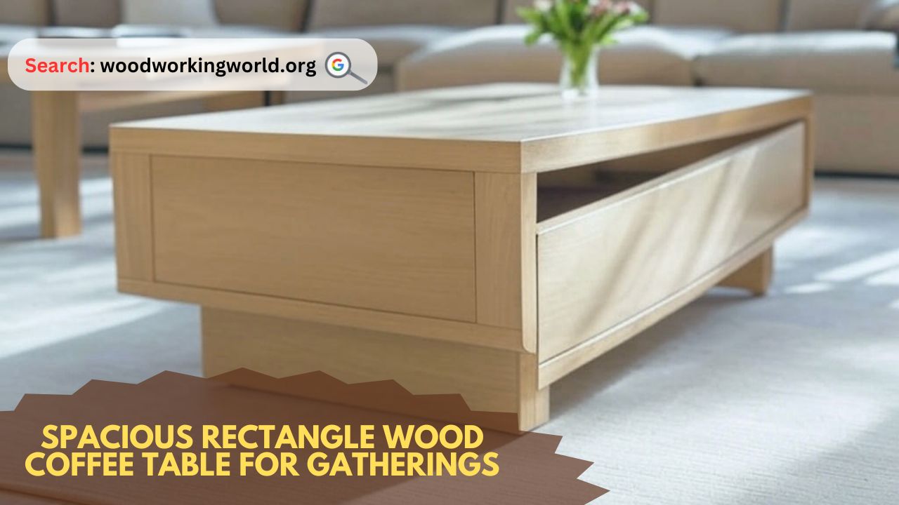 Spacious rectangle wood coffee table for gatherings