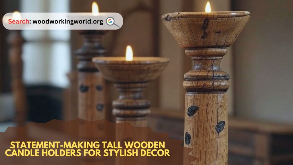 Statement-making tall wooden candle holders for stylish decor