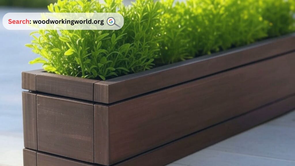 Stylish rectangle wood planter box for modern gardening