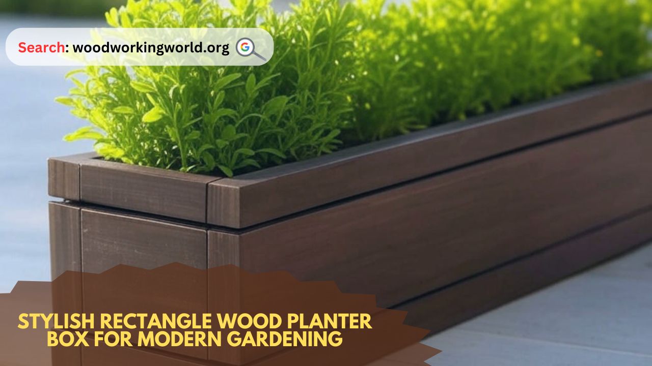 Stylish rectangle wood planter box for modern gardening