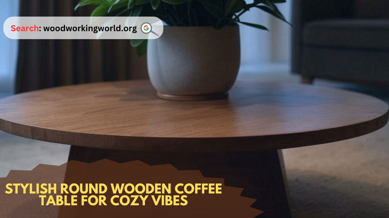 Stylish round wooden coffee table for cozy vibes