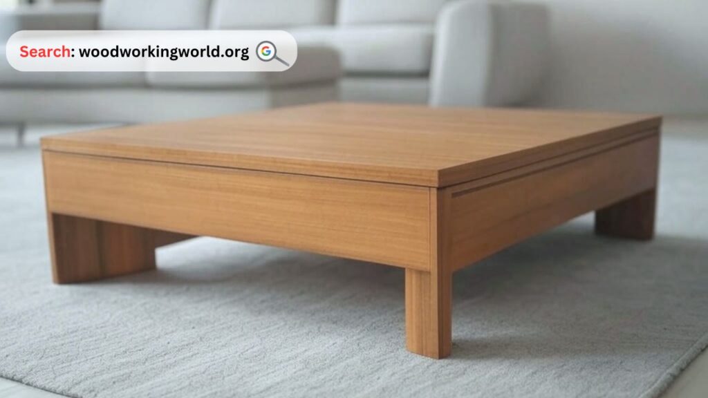 Upgrade with a sleek square wood coffee table