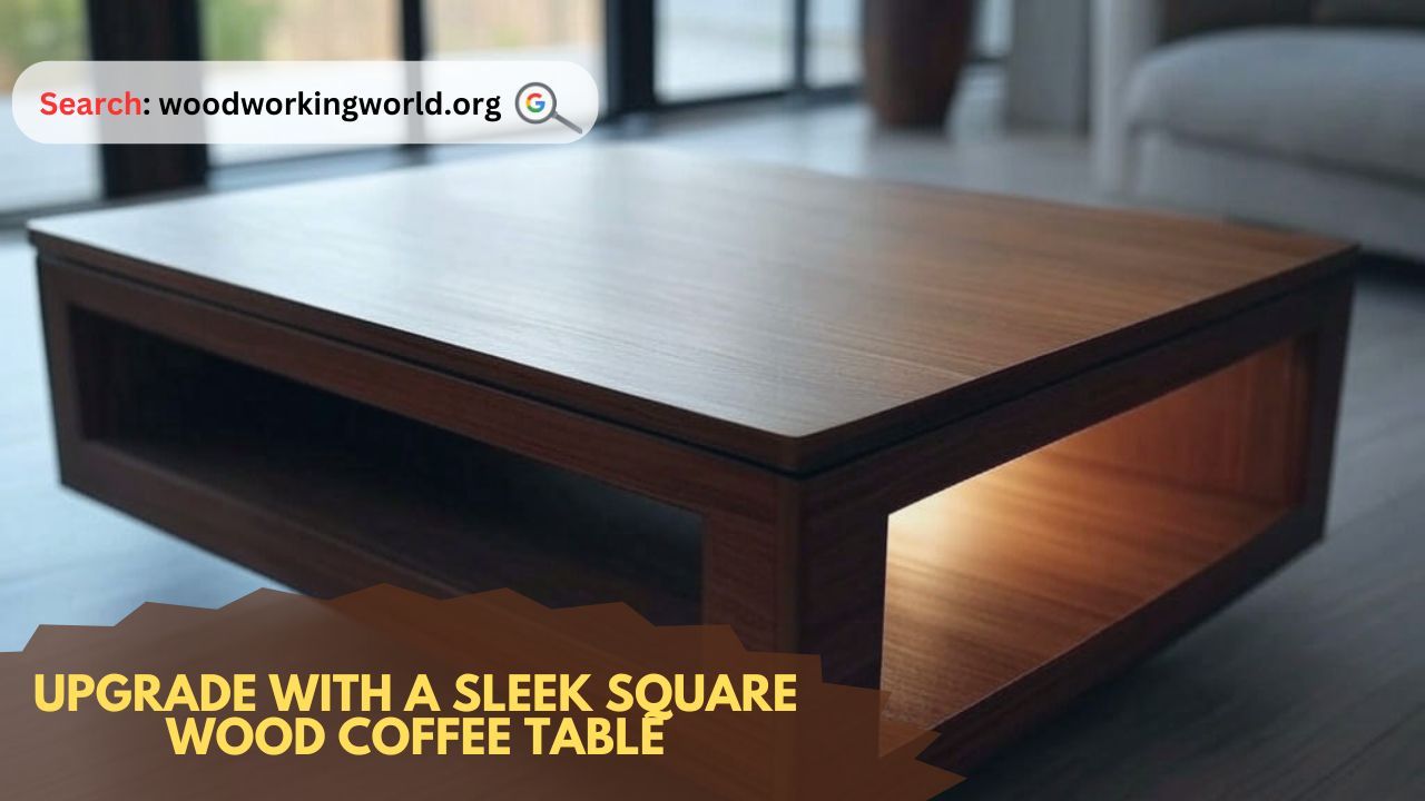 Upgrade with a sleek square wood coffee table