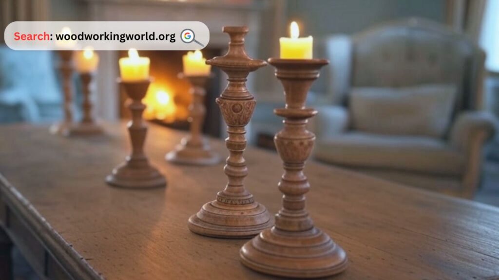 Vintage-style antique wooden candle holders for classic decor