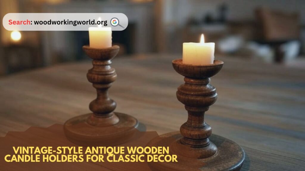 Vintage-style antique wooden candle holders for classic decor